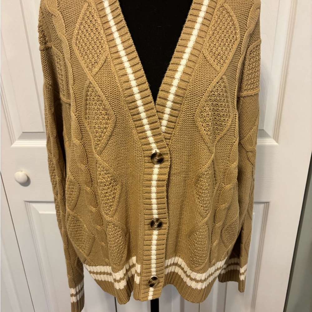 SO Camel Cable Knit Cardigan